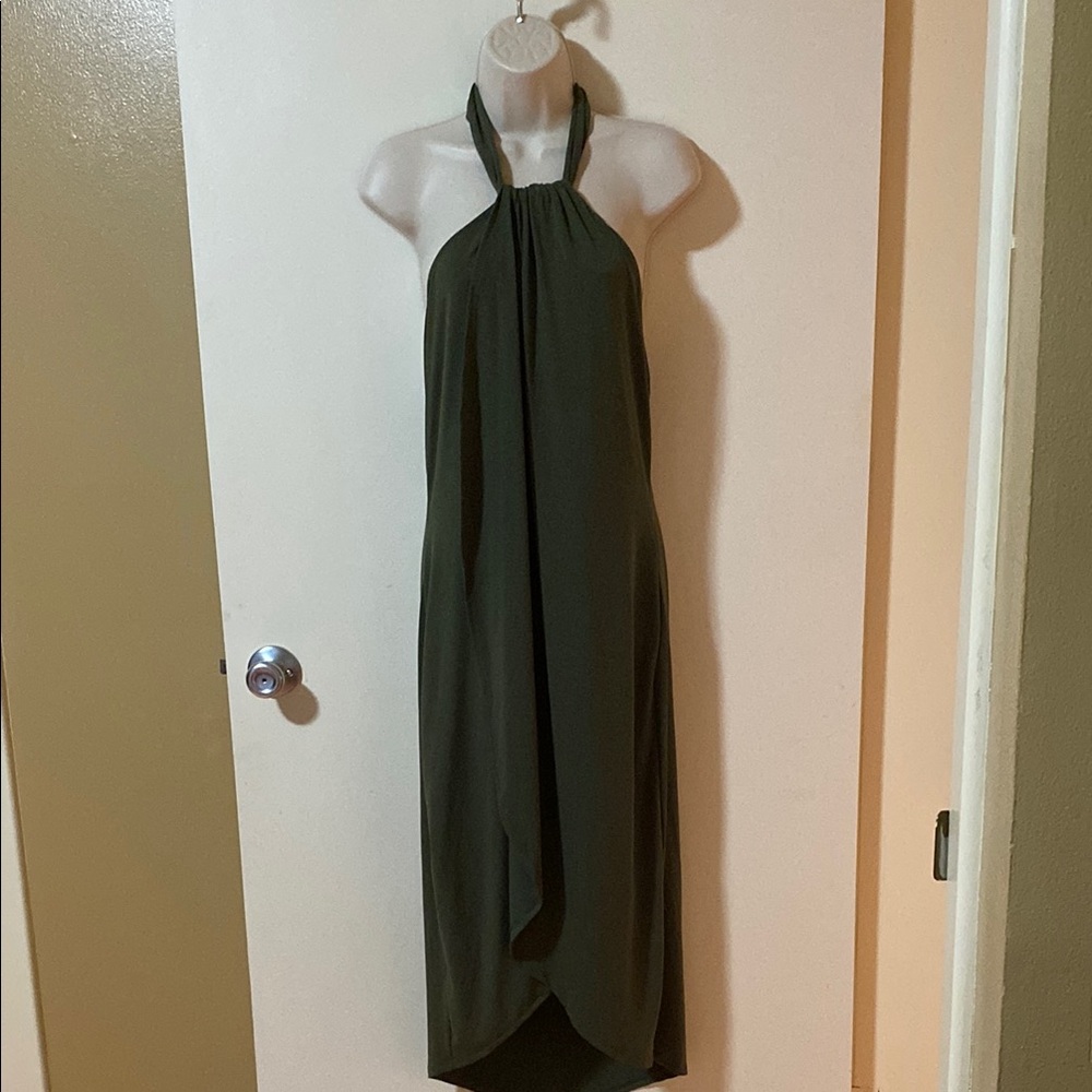 VENUS Green Halter High Low Sundress